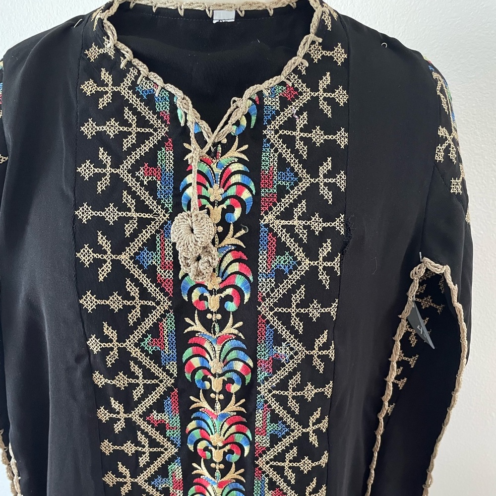 Black dress with beautiful needlepoint embellishments